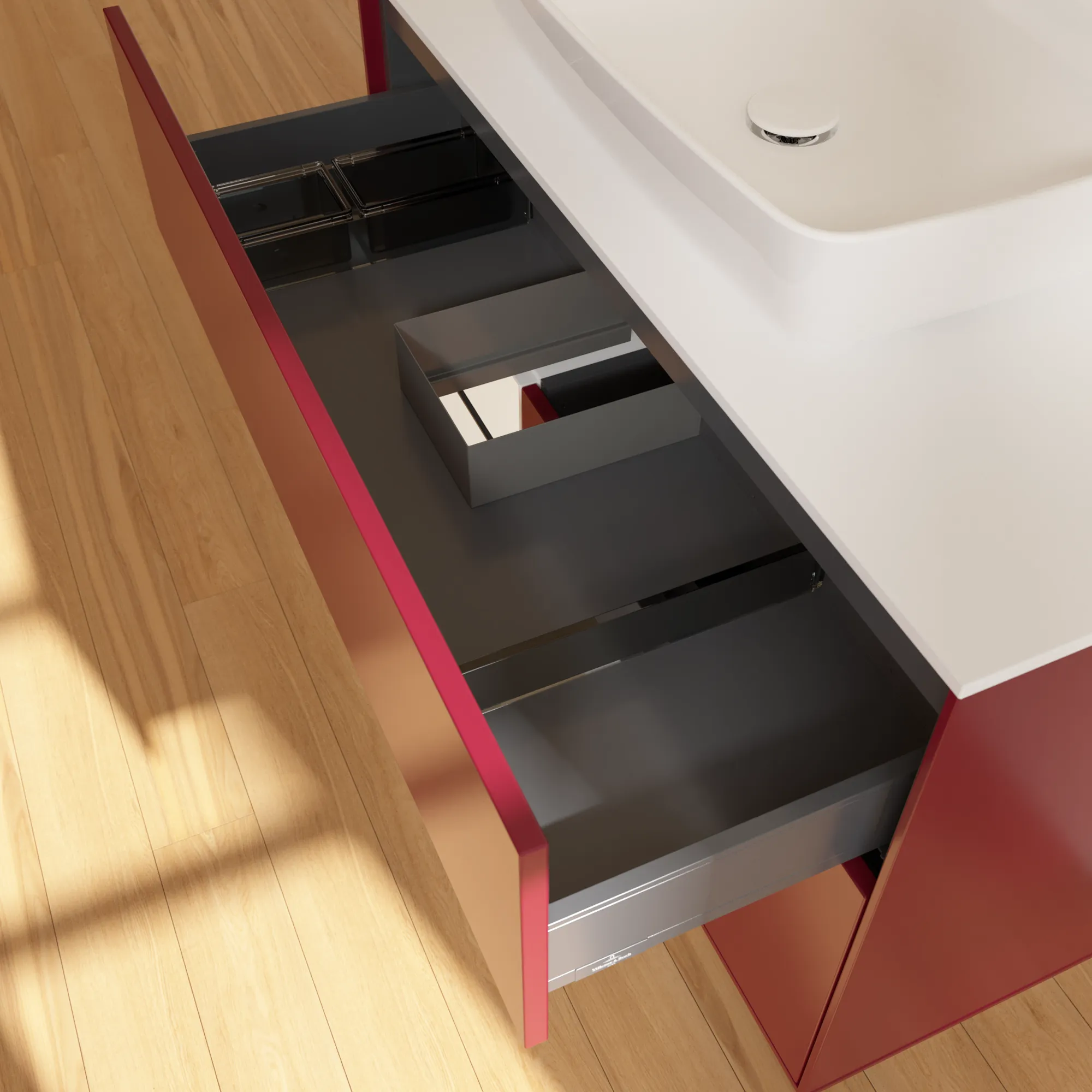 Villeroy & Boch Waschtischunterschrank „Finion“ für Schrankwaschtisch 1000 × 603 × 501 mm Peony Matt Lacquer, für Becken mittig, mit Hahnlochbohrung