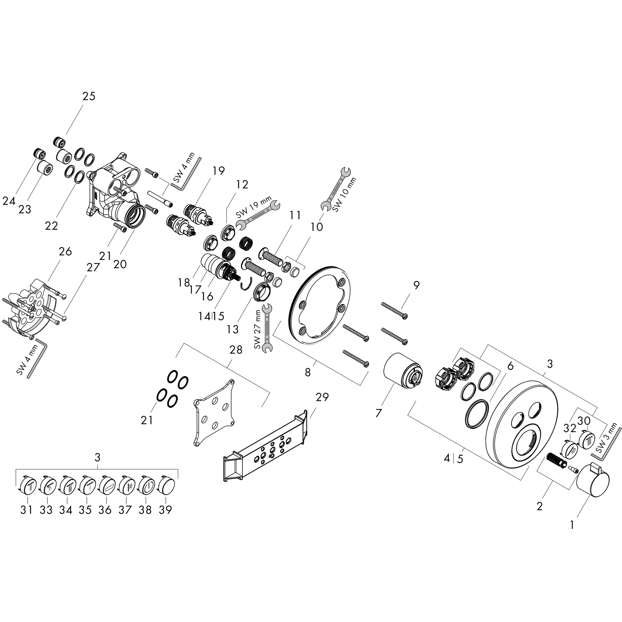 Thermostat Unterputz ShowerSelect S Fertigset 2 Verbraucher chrom Thermostat Unterputz ShowerSelect S Fertigset 2 Verbraucher chrom