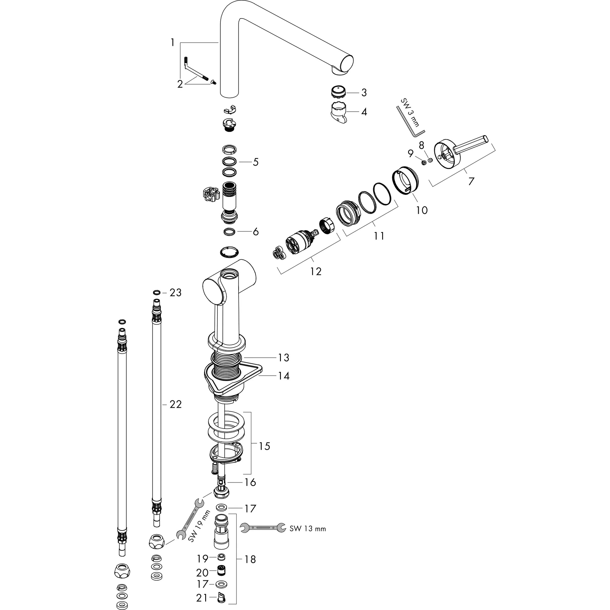 Hansgrohe Talis M54 Einhebel-Küchenmischer 270, Niederdruck/offene Warmwasserbereiter, 1jet, Mattschwarz