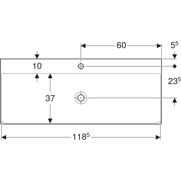 Wandwaschtisch „One“, rechteckig, Hahnlochposition mittig 120 × 48 cm mit KeraTect®