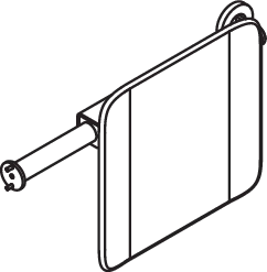 Rückenstütze, System 900, Anbindung Edst. PVD., Lehne Kst., schwarz, Achsmaß verstellbar 564-664 mm, T: 150 mm, einseitig Wandmontage mit Rosetten (links), einseitig Montage an SK-Griffen, Design (A) (rechts), in Farbe CK (messing glänzend)