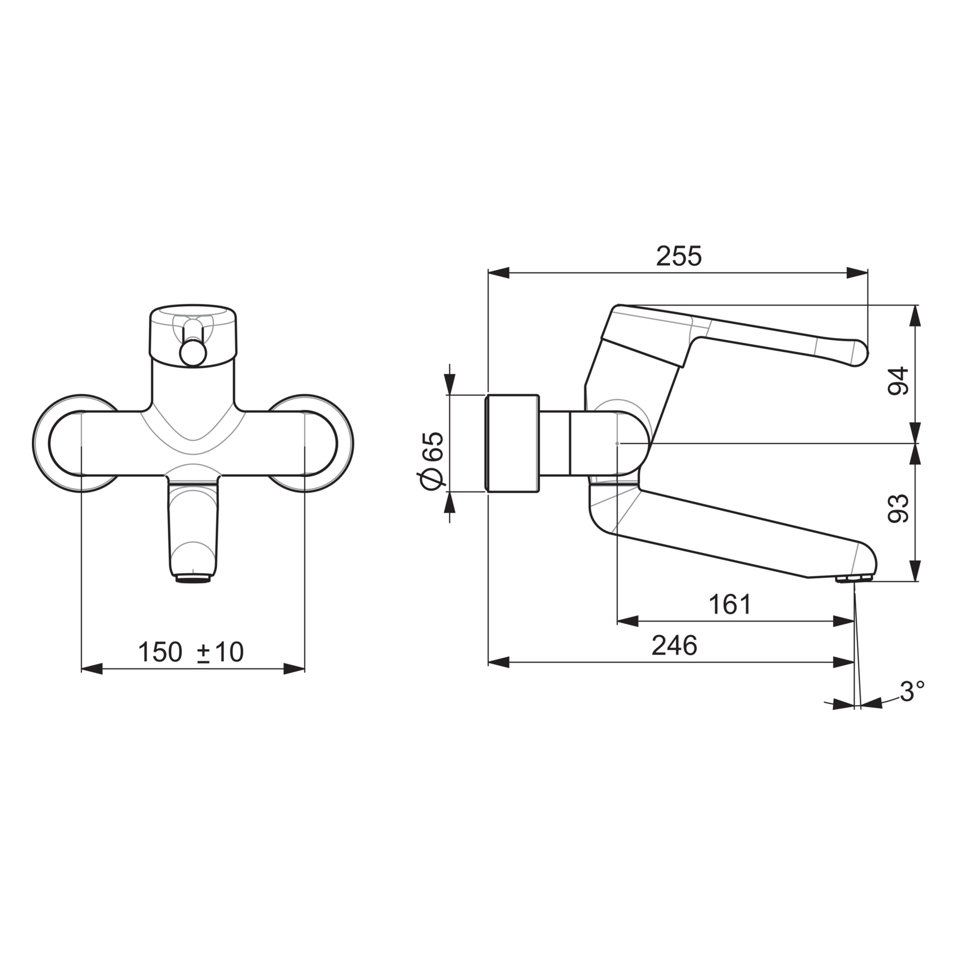 Einhand-Waschtischarmatur Bedienungshebel lang „Medipro“ Ausladung 246 mm in Chrom Einhand-Waschtischarmatur Bedienungshebel lang „Medipro“ Ausladung 246 mm in Chrom