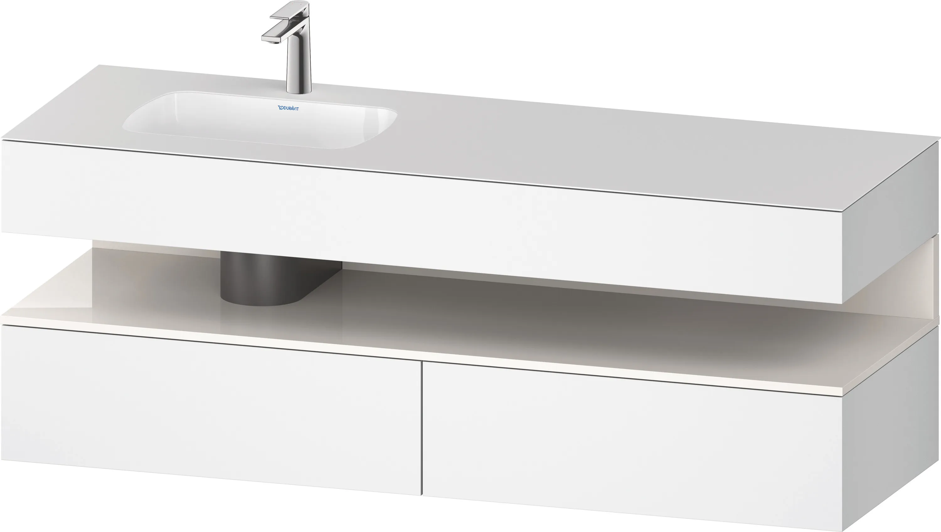 Einbauwaschtisch mit Konsolenwaschtischunterbau „Qatego“ 160 × 50 × 60 cm, mit Beleuchtung