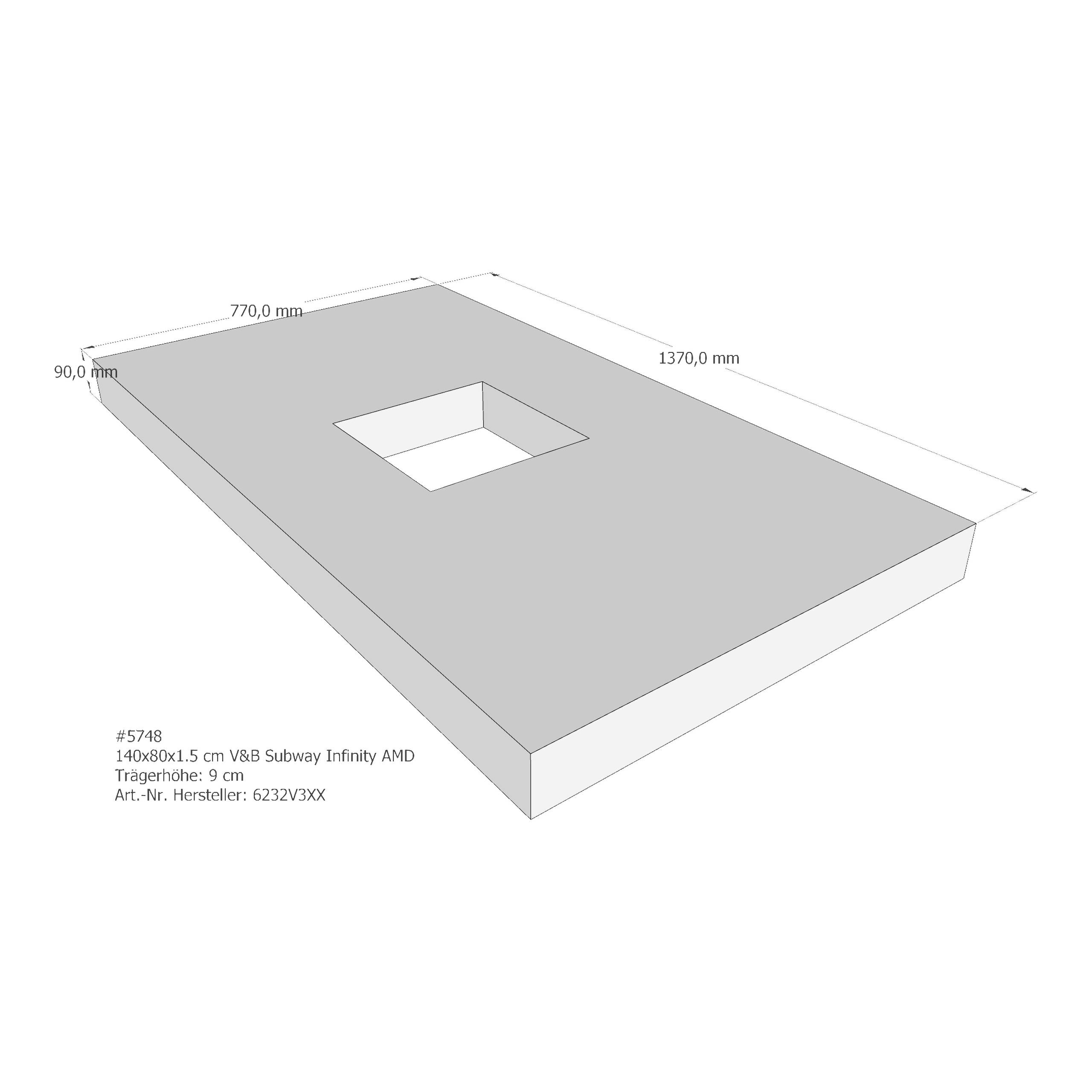 Duschwannenträger für Villeroy & Boch Subway Infinity 140 × 80 × 1,5 cm