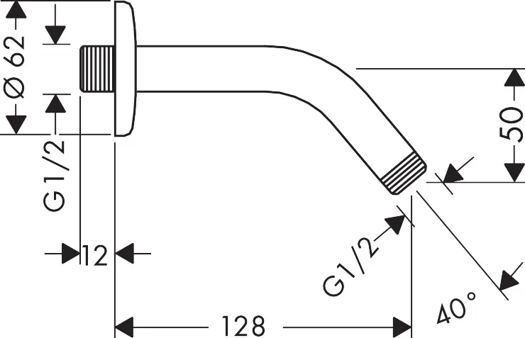 Hansgrohe Ansch/Halt ohne Brausearm Bonusfähiger Umsatz Hansgrohe Brausearm 12,8 cm Chrom