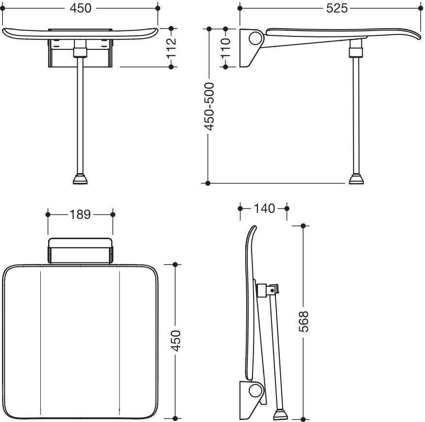 Klappsitz „System 900“ in Anthrazitgrau