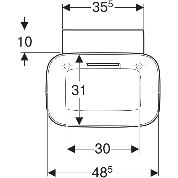 Aufsatzwaschtisch in Schalenform „One“ mit horizontalem Ablauf, rechteckig 50 × 42,5 cm in weiß alpin mit KeraTect®