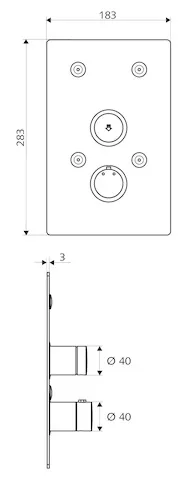 Unterputz-Dusche LINUS Basic D-SC-T, Mischwasser, Thermostat, Frontplatte, Frontplatte Edelstahl gebürstet