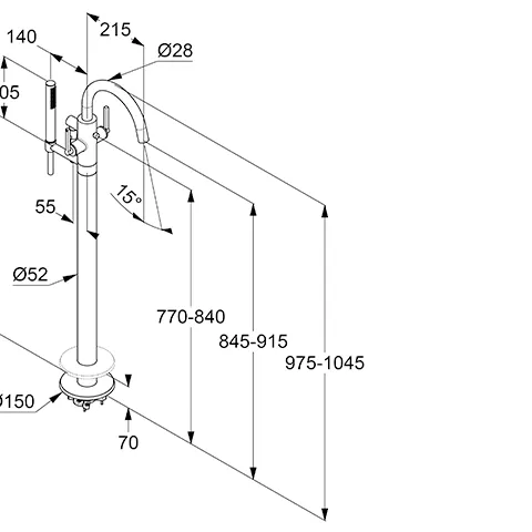 Kludi NOVA FONTE PURISTIC Freistehende Wannenarmatur chrom, DN 20