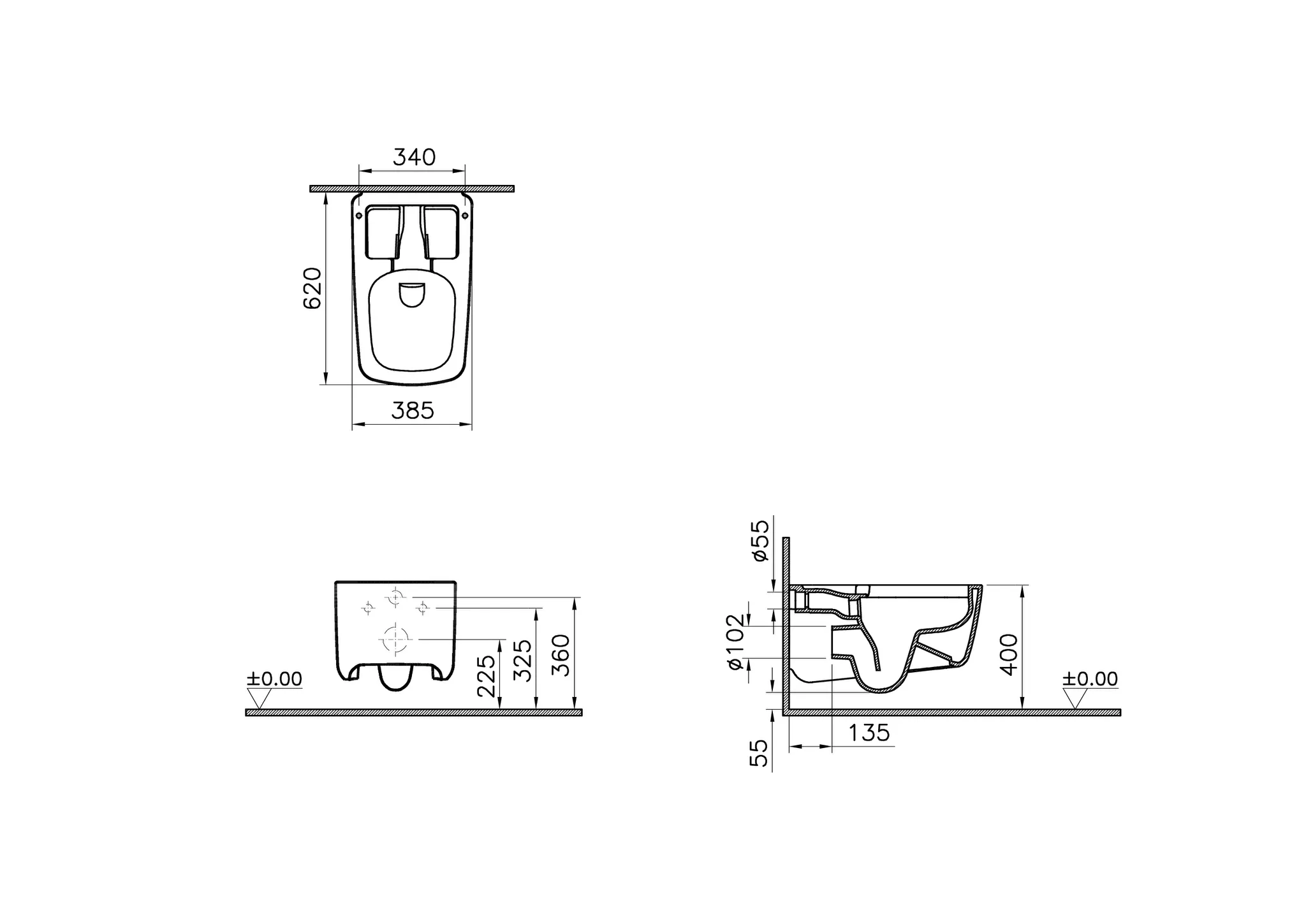 VitrA Ersatzteil Keramik V-Care Prime/Prime Lite Wand-WC Weiß Hochglanz