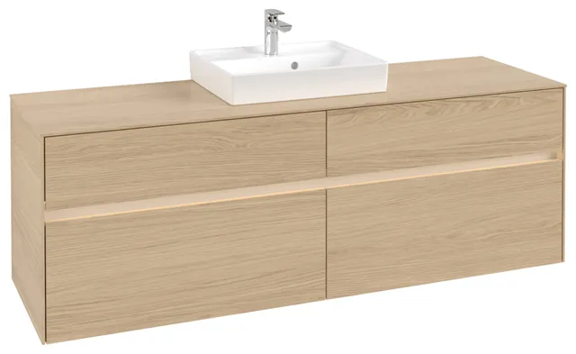 Villeroy & Boch Waschtischunterschrank „Collaro“ 1600 × 548 × 500 mm Nordic Oak, mit Beleuchtung, für Becken mittig