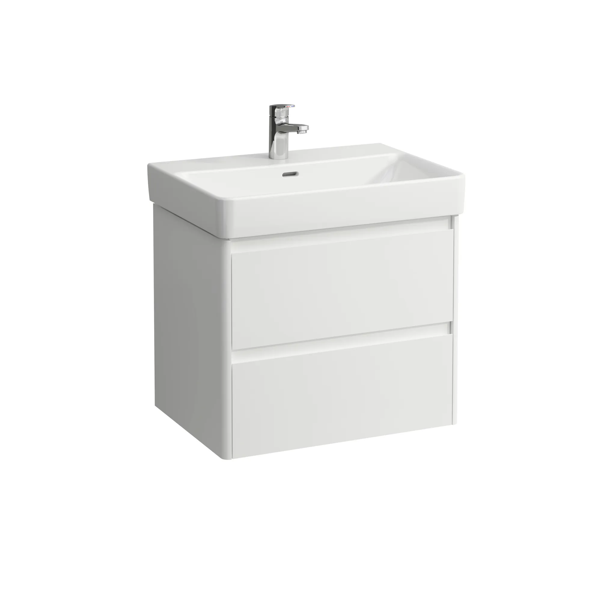Waschtischunterbau BASE 2.0 für PRO S 446x621x515 2 Schubl mit Griffmulde für Waschtisch H810964 weiß matt