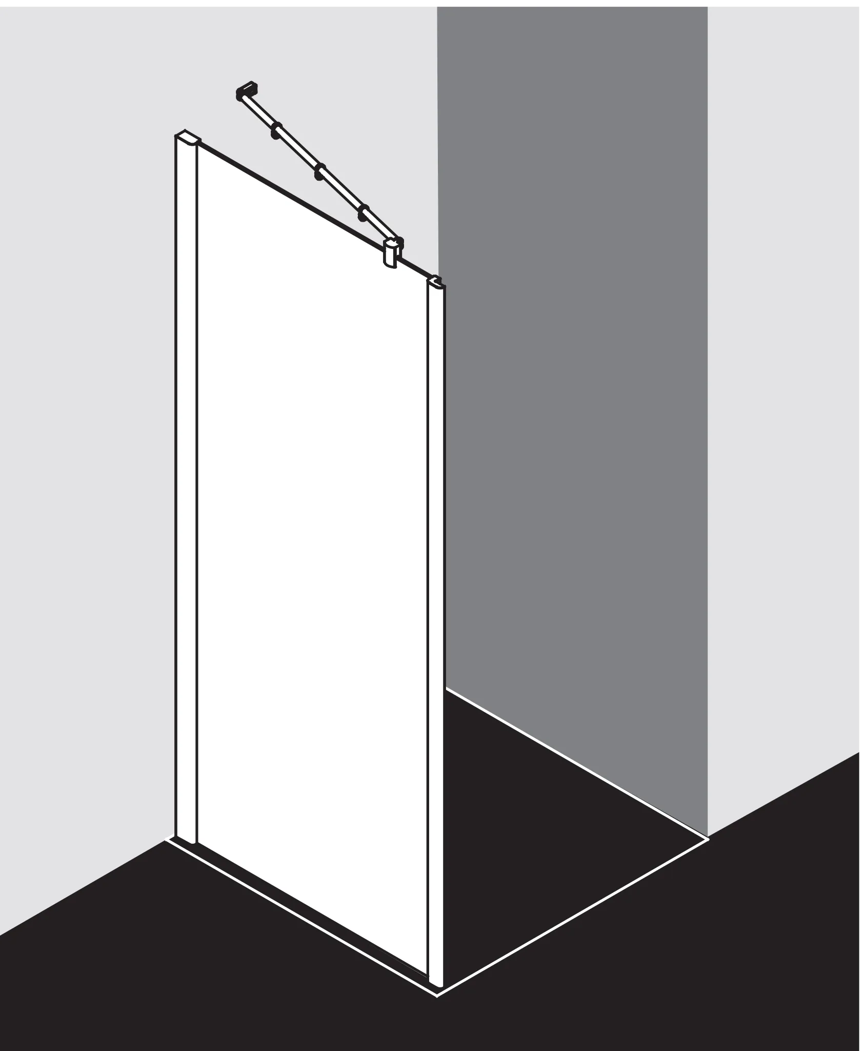 Kermi Seitenwand für Ecke „PASA XP“ Glas Klar, Profile Silber Mattglanz, BV: 720 - 750 mm GAK: 705 - 735 mm WE: 730 - 760 mm H: 1850 mm Kermi Seitenwand für Ecke „PASA XP“ Glas Klar, Profile Silber Mattglanz, BV: 720 - 750 mm GAK: 705 - 735 mm WE: 730 - 760 mm H: 1850 mm