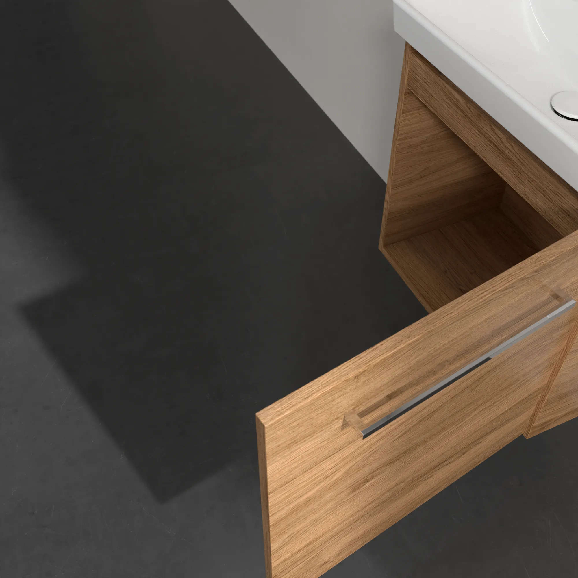 Villeroy & Boch Waschtischunterschrank mit Tür „Avento“ für Schrankwaschtisch 530 × 514 × 352 mm Kansas Oak, Anschlag rechts, Soft Closing, 1 Tür