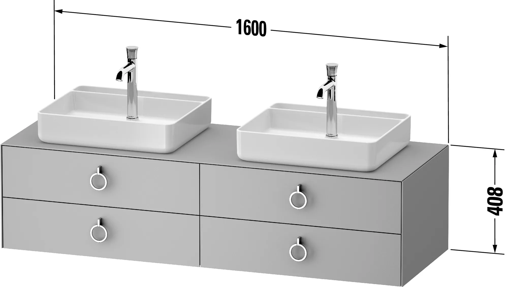 Duravit Waschtischunterschrank wandhängend „White Tulip“ 160 × 40,8 × 55 cm