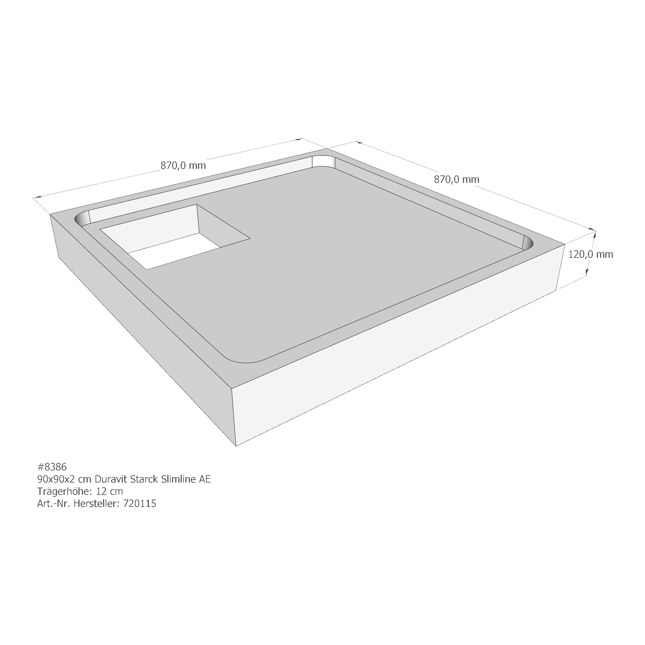 Duschwannenträger für Duravit Starck Slimline 90 × 90 × 2 cm Duschwannenträger für Duravit Starck Slimline 90 × 90 × 2 cm