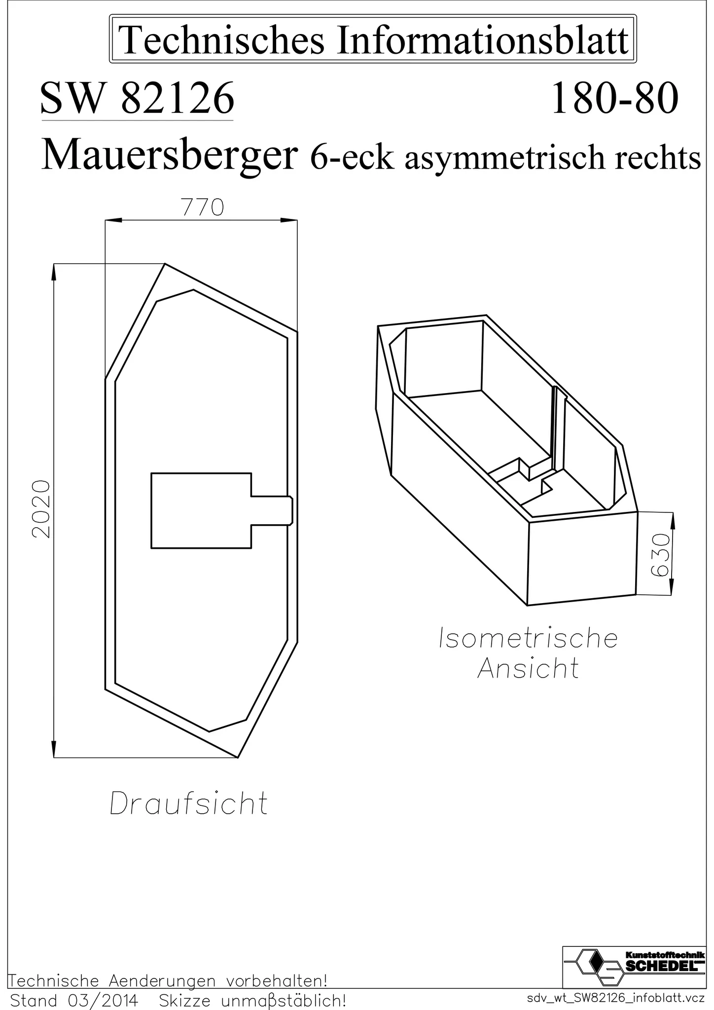Mauersberger Styroporträger ovata asym rechts, 2020x770x630