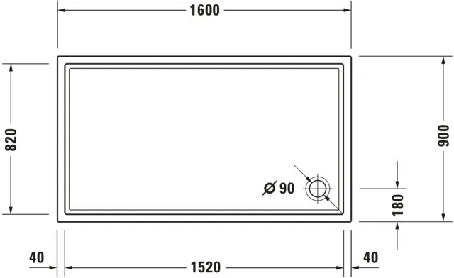 Duravit rechteck Duschwanne „Starck Slimline“ 160 × 90 cm 