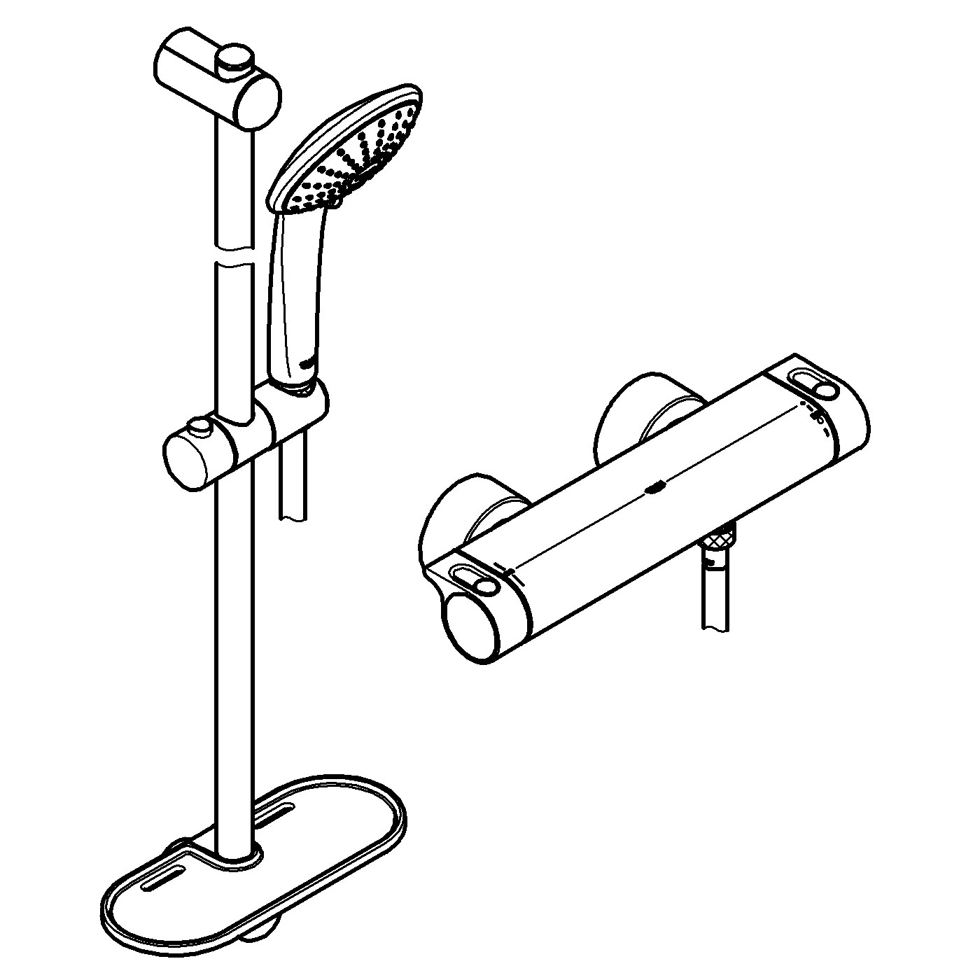 Grohe Grohtherm 2000 Thermostat-Brausebatterie mit Euphoria 110 Massage Garnitur, 600mm, chrom Grohe Grohtherm 2000 Thermostat-Brausebatterie mit Euphoria 110 Massage Garnitur, 600mm, chrom