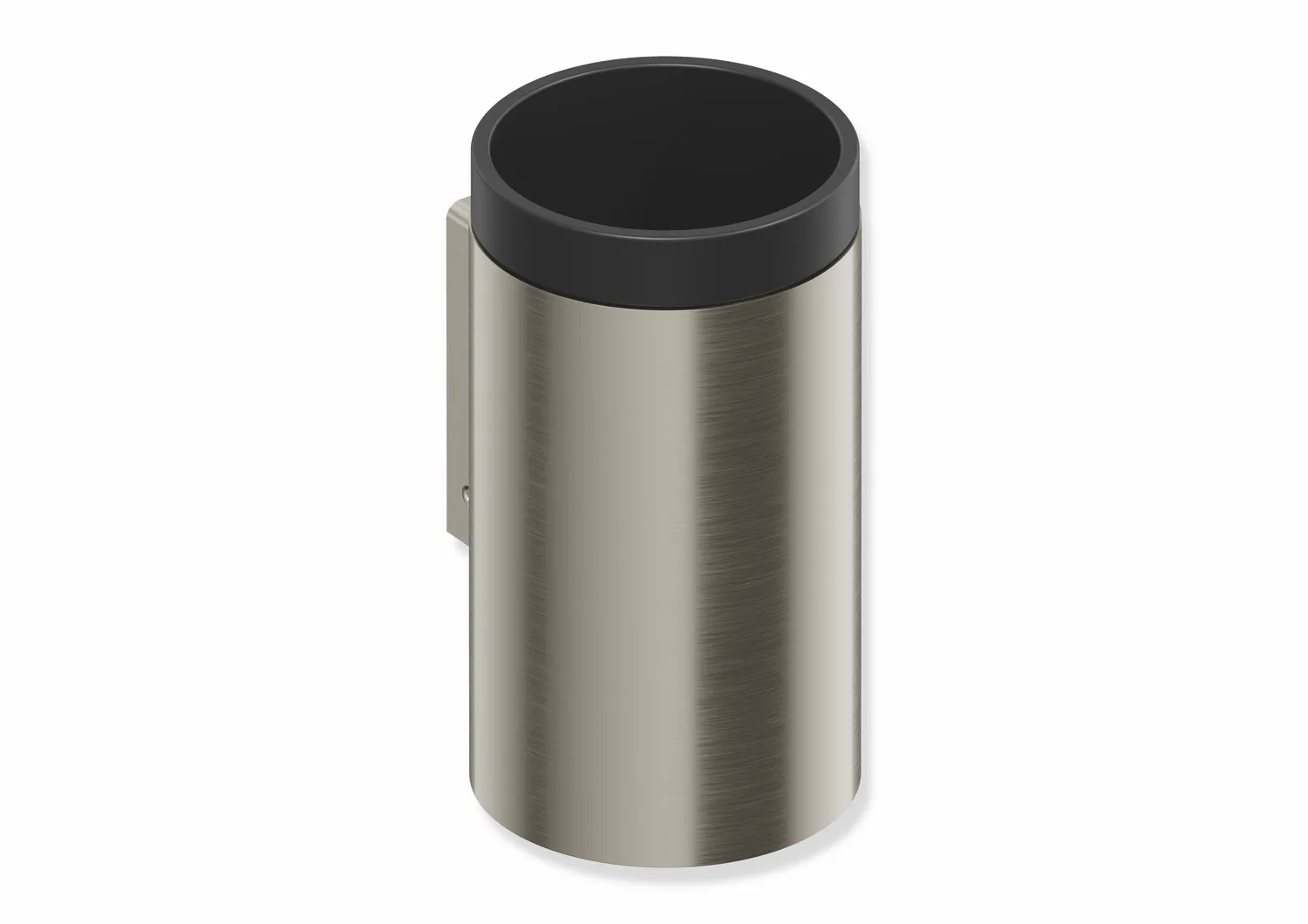 Becher mit Halter des Systems 162, Halter aus Edelstahl, PVD, Becher aus mattem Polyamid, schwarz, in Farbe CK (messing glänzend) Becher mit Halter des Systems 162, Halter aus Edelstahl, PVD, Becher aus mattem Polyamid, schwarz, in Farbe CK (messing glänzend)