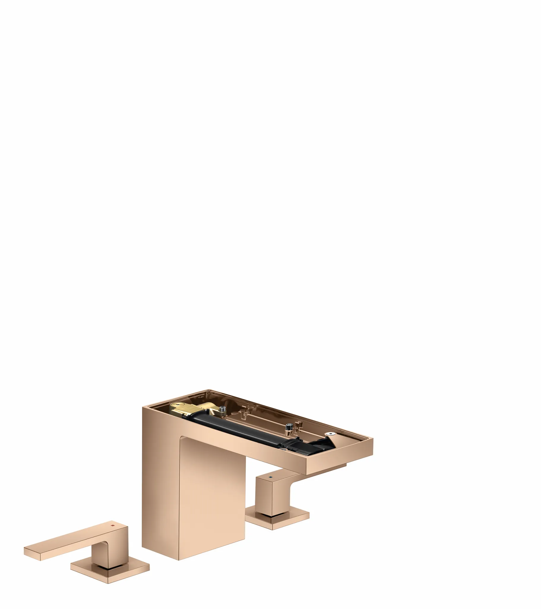 Hansgrohe AXOR MyEdition 3-Loch Waschtischarmatur 110 mit Push-Open Ablaufgarnitur ohne Platte, Polished Red Gold