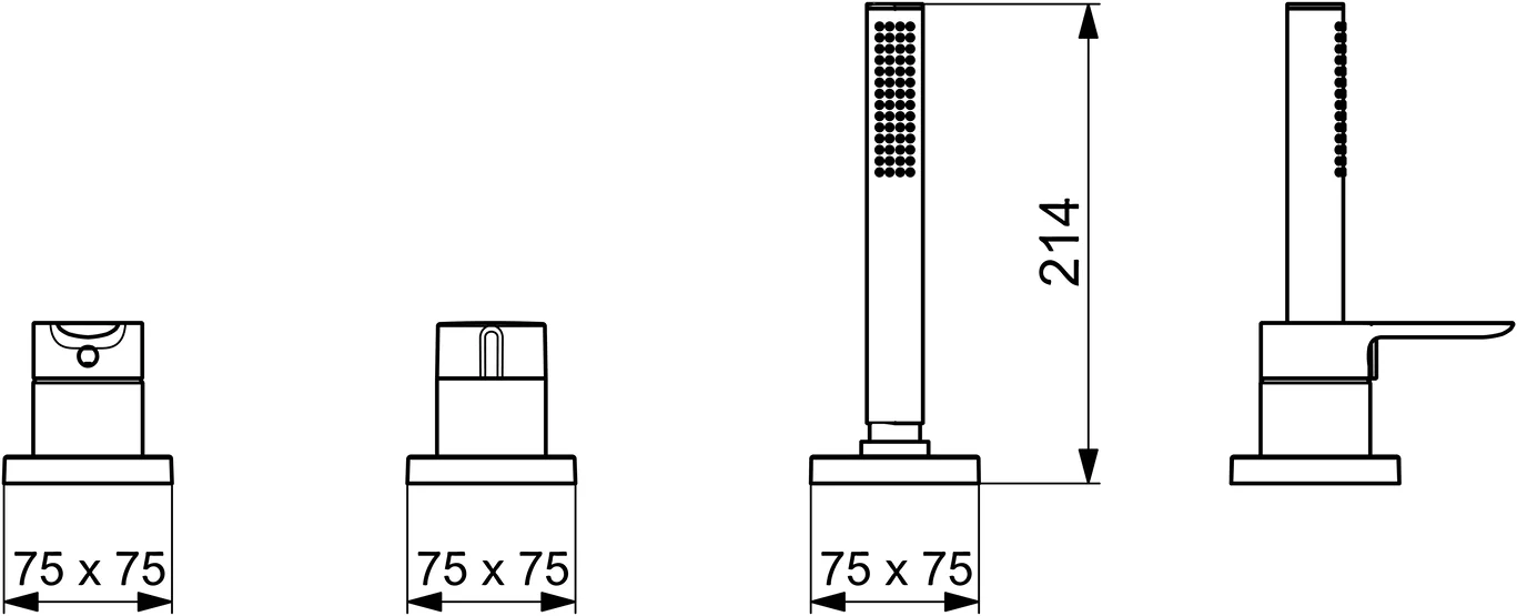 HansaLIGNA Einhebelmischer Wannenarmatur 0643 1-strahlig 75x75 mm Chrom