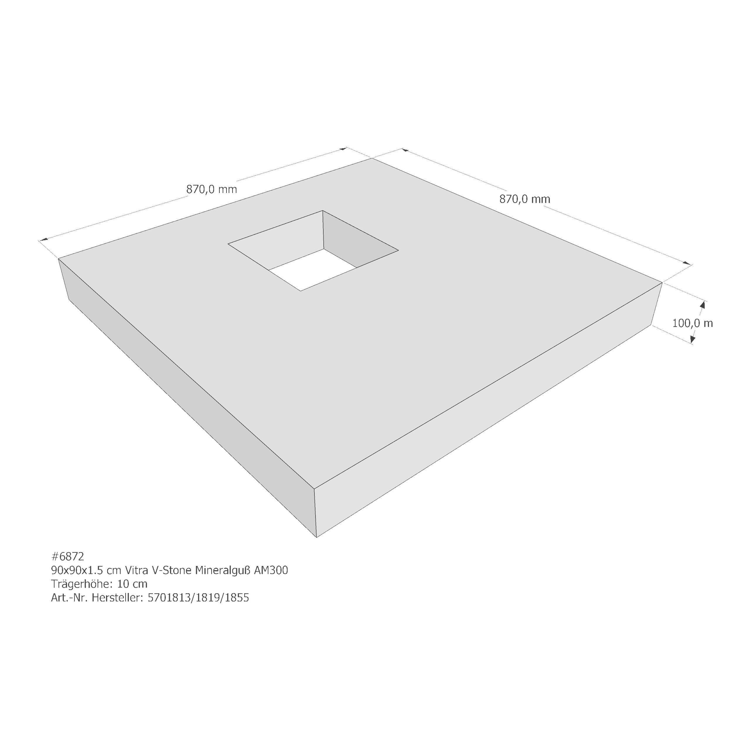 Duschwannenträger für VitrA V-Stone 90 × 90 × 1,5 cm Duschwannenträger für VitrA V-Stone 90 × 90 × 1,5 cm