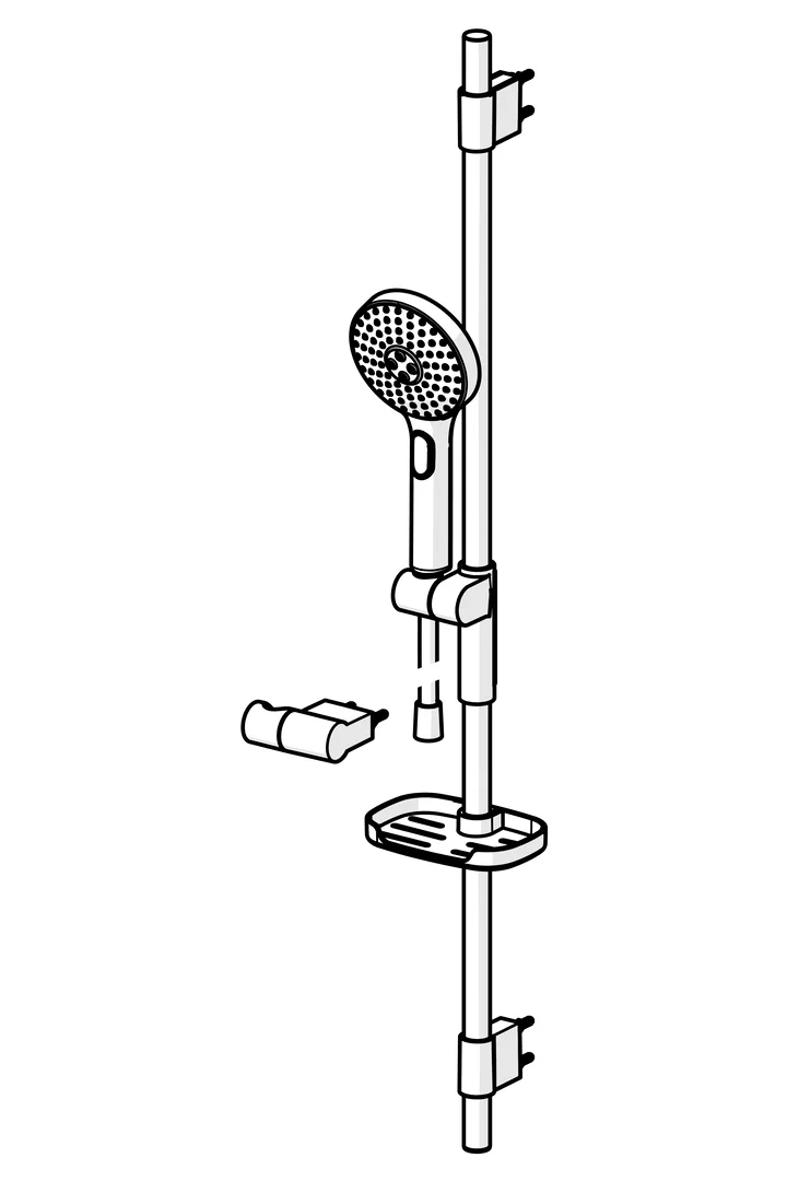 HansaACTIVEJET Wandstangen-Brausenset 8437 3-strahlig Chrom/Hellgrau HansaACTIVEJET Wandstangen-Brausenset 8437 3-strahlig Chrom/Hellgrau