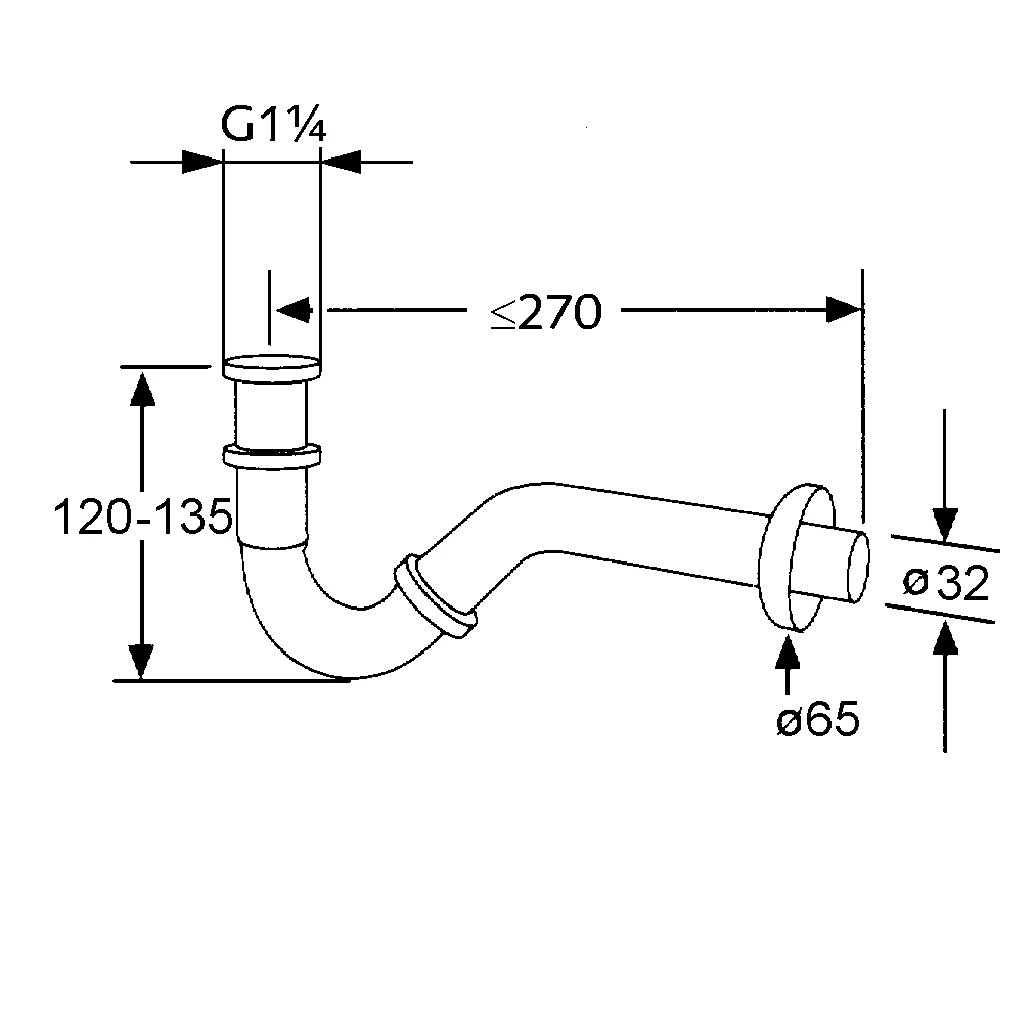 Bidet-Röhren-Geruchverschluss chrom