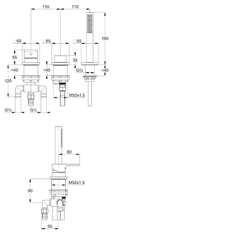 Kludi RENON 3-Loch Wannenfüll-und Brause-Einhandmischer chrom Kludi RENON 3-Loch Wannenfüll-und Brause-Einhandmischer chrom