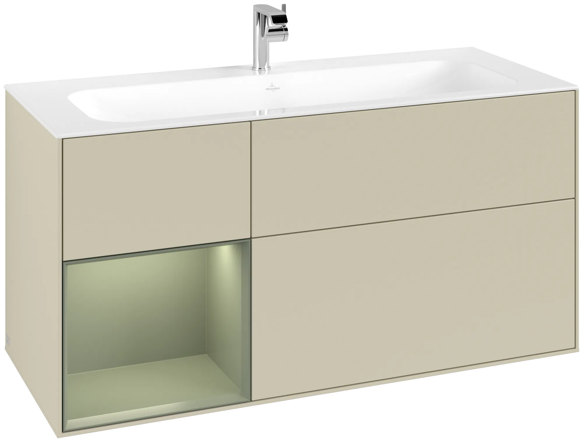 Villeroy & Boch Finion Waschbeckenunterschrank G06, 1196x591x498mm, Silk Grey Matt / Olive Matt
