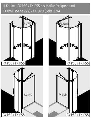 Kermi Duschtür mit Pendeltür „FILIA XP“ Profile #Profile#, BV: 875 - 900 mm GAK: 860 - 885 mm WE: 885 - 910 mm H: 2000 mm