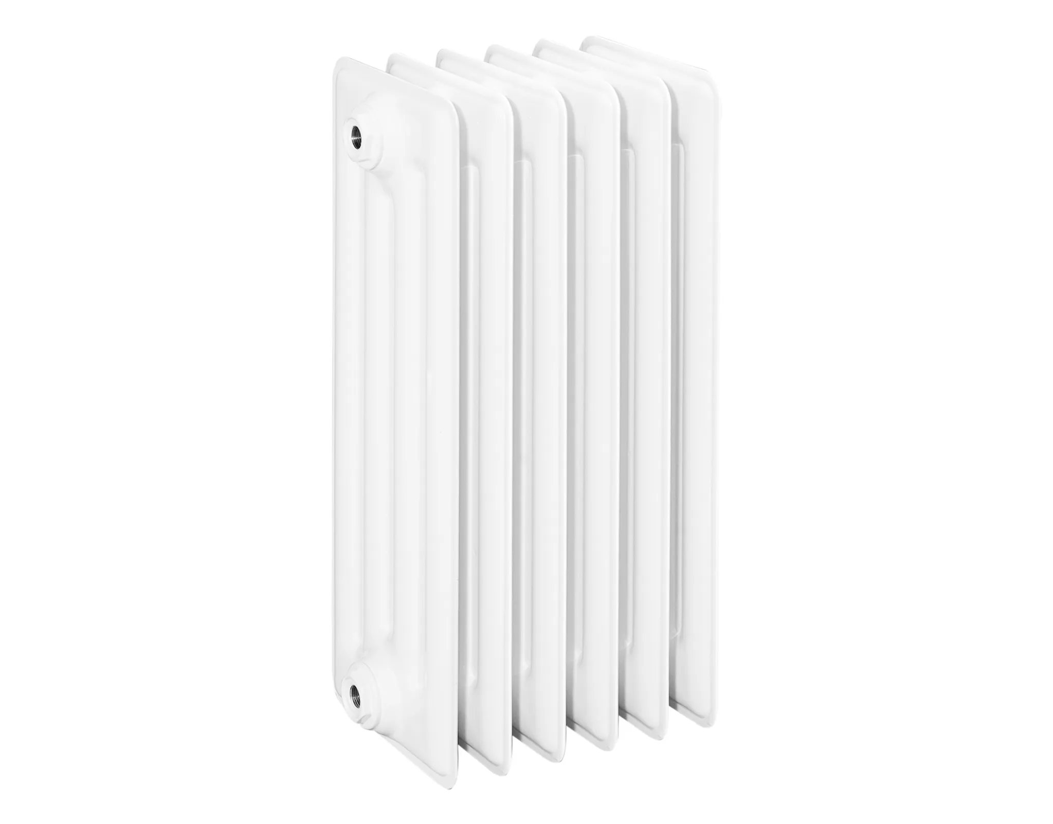 Beispielbild eines Heizkörpers mit 6 Gliedern ASW DIN-Stahlradiator HG-TEC, 6 Glieder, 300 x 600 x 220 mm, Nabenabstand 500 mm in RAL 9010 gepulvert