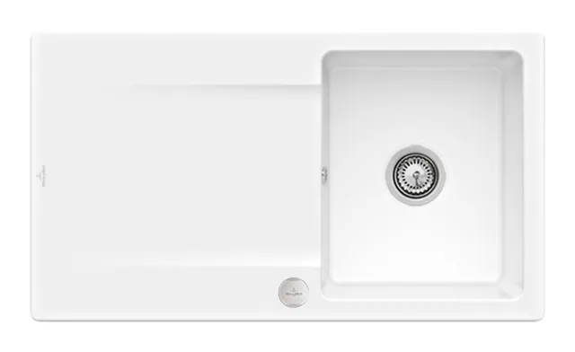 Villeroy & Boch flächenbündiges Küchenspülbecken „Siluet“ 50 flat 880 × 490 × 220 mm in Snow White