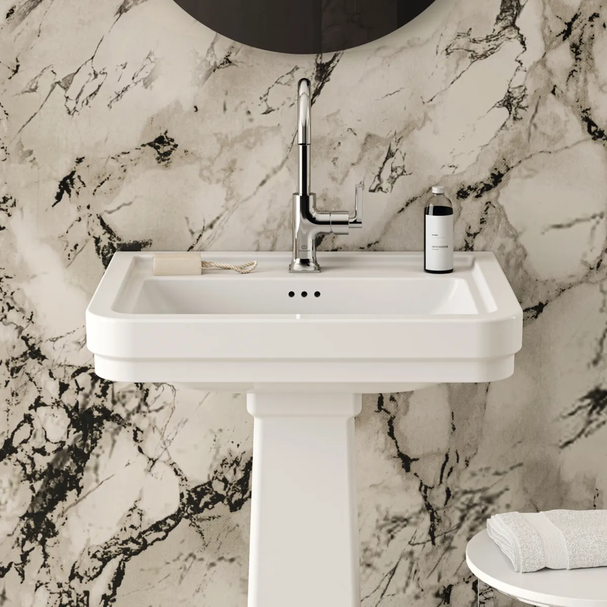 Waschtischarmatur Joy Neo mit Ablaufgarnitur Ausladung 169mm Hebelgriffe Magnetic Grey Waschtischarmatur Joy Neo mit Ablaufgarnitur Ausladung 169mm Hebelgriffe Magnetic Grey