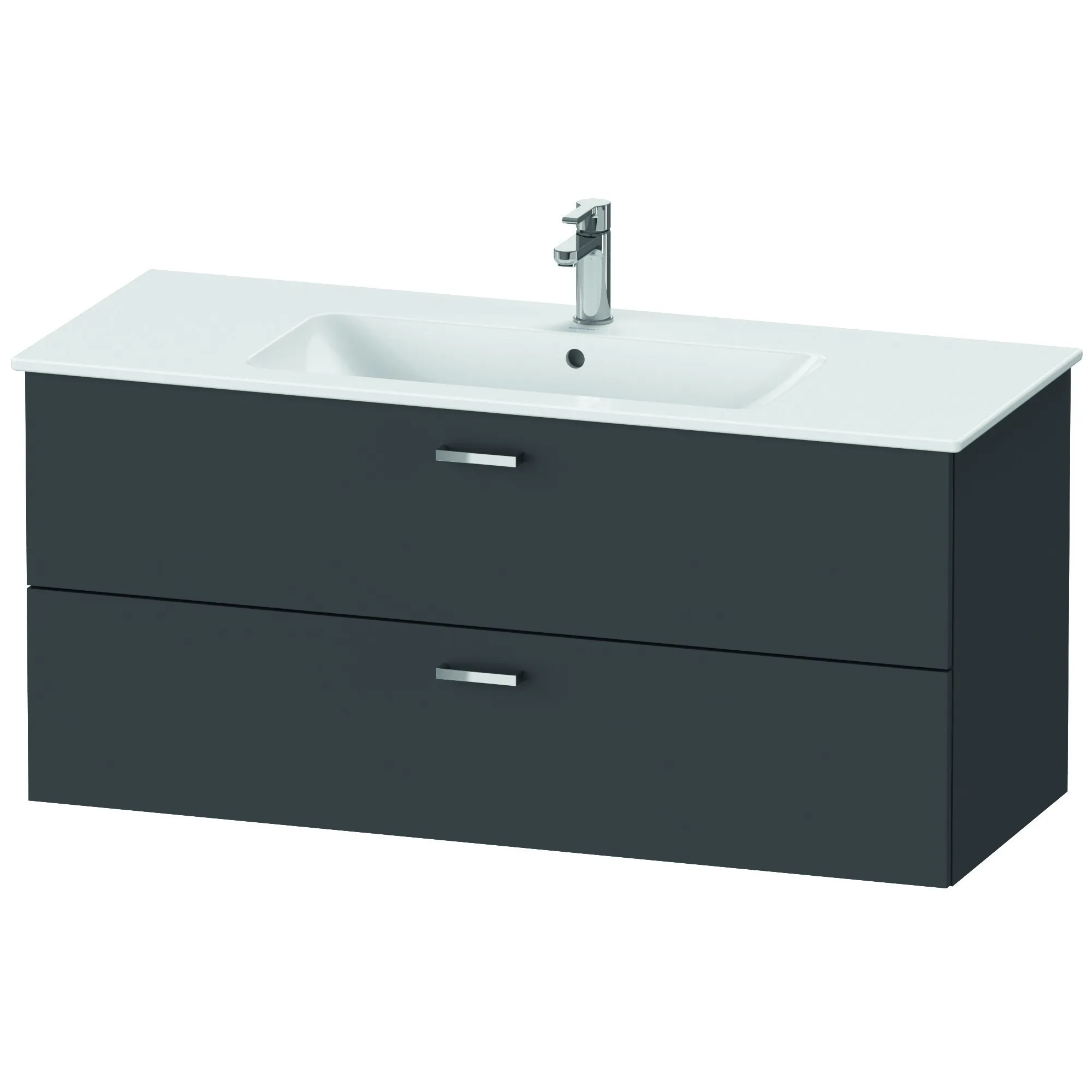 Duravit Waschtischunterschrank mit Waschtischunterbau und Spiegel „XBase“ 123 × 200 × 49 cm in Graphit Matt