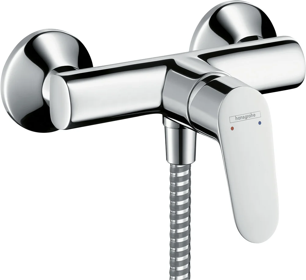 Hansgrohe Focus Einhebel-Brausemischer Aufputz Chrom, 150 ± 12 mm, max. Durchfluss 15 l/min, Keramikmischsystem, einstellbare Temperaturbegrenzung