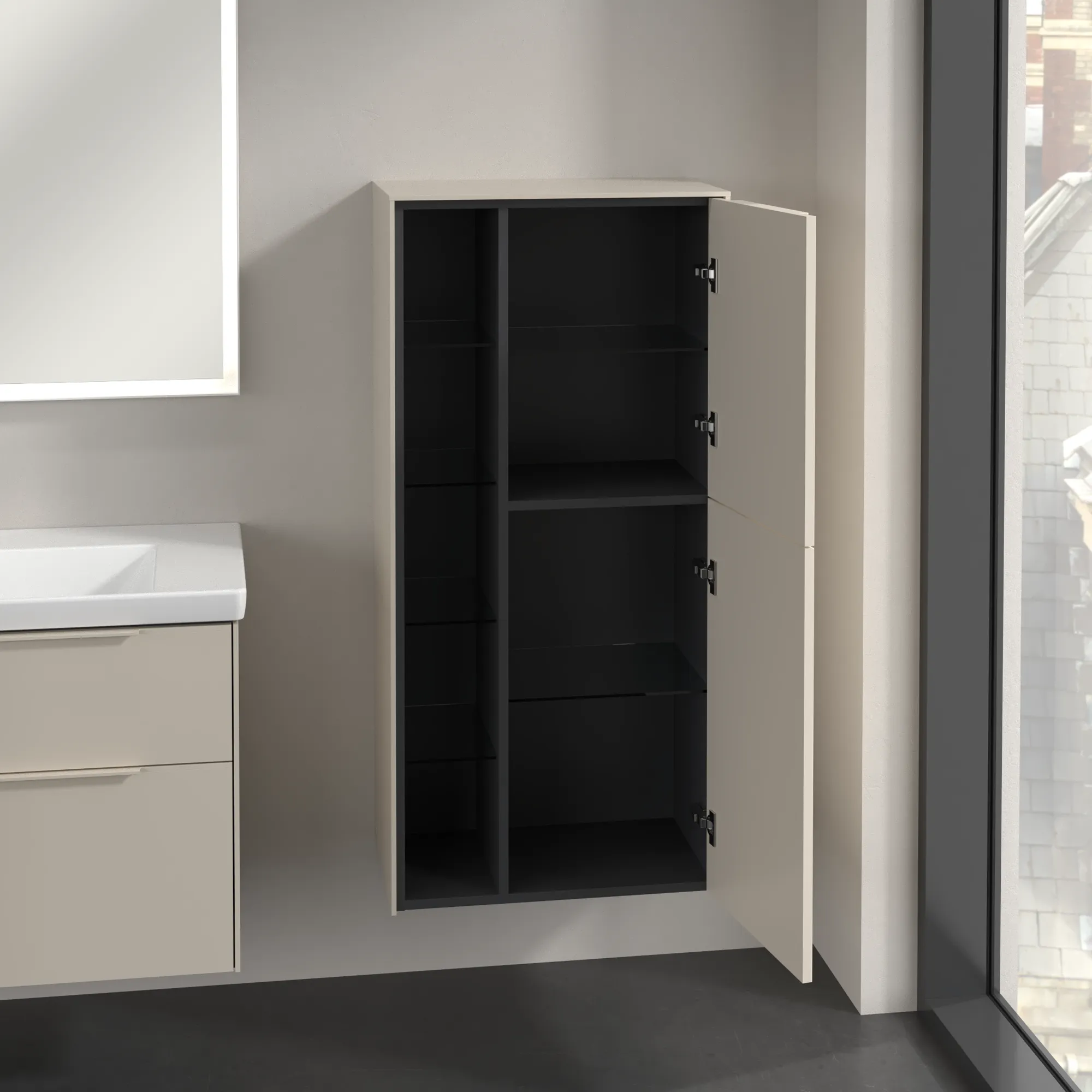 Villeroy & Boch Subway 3.0 Mittelschrank, eckig, Cashmere Grey, 1200x574x346 mm, 2 Türen, SoftClosing