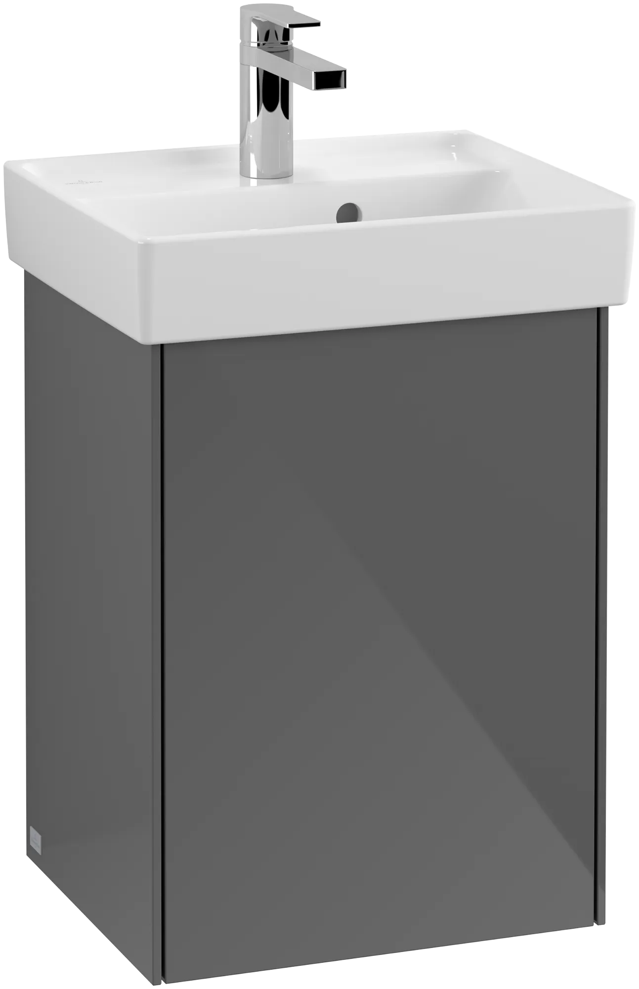 Villeroy & Boch Waschtischunterschrank mit Tür „Collaro“ 410 × 546 × 344 mm Glossy Grey, für Becken mittig, Anschlag links, ohne Beleuchtung Villeroy & Boch Waschtischunterschrank mit Tür „Collaro“ 410 × 546 × 344 mm Glossy Grey, für Becken mittig, Anschlag links, ohne Beleuchtung