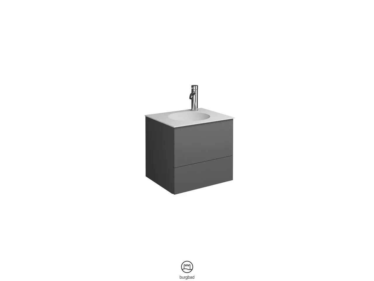 burgbad Coco Mineralguss-Waschtisch inkl. Waschtischunterschrank, 406 mm hoch, 373x450 mm, PG2 burgbad Coco Mineralguss-Waschtisch inkl. Waschtischunterschrank, 406 mm hoch, 373x450 mm, PG2