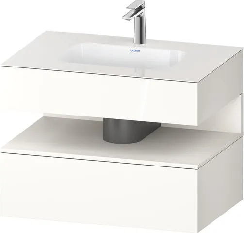 Einbauwaschtisch mit Konsolenwaschtischunterbau „Qatego“ 80 × 55 × 60 cm, mit Beleuchtung