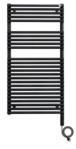 Zehnder Design-Elektroheizkörper „Forma Spa“ 59,6 × 176,1 cm in Jet Black (RAL 9005, glänzend)