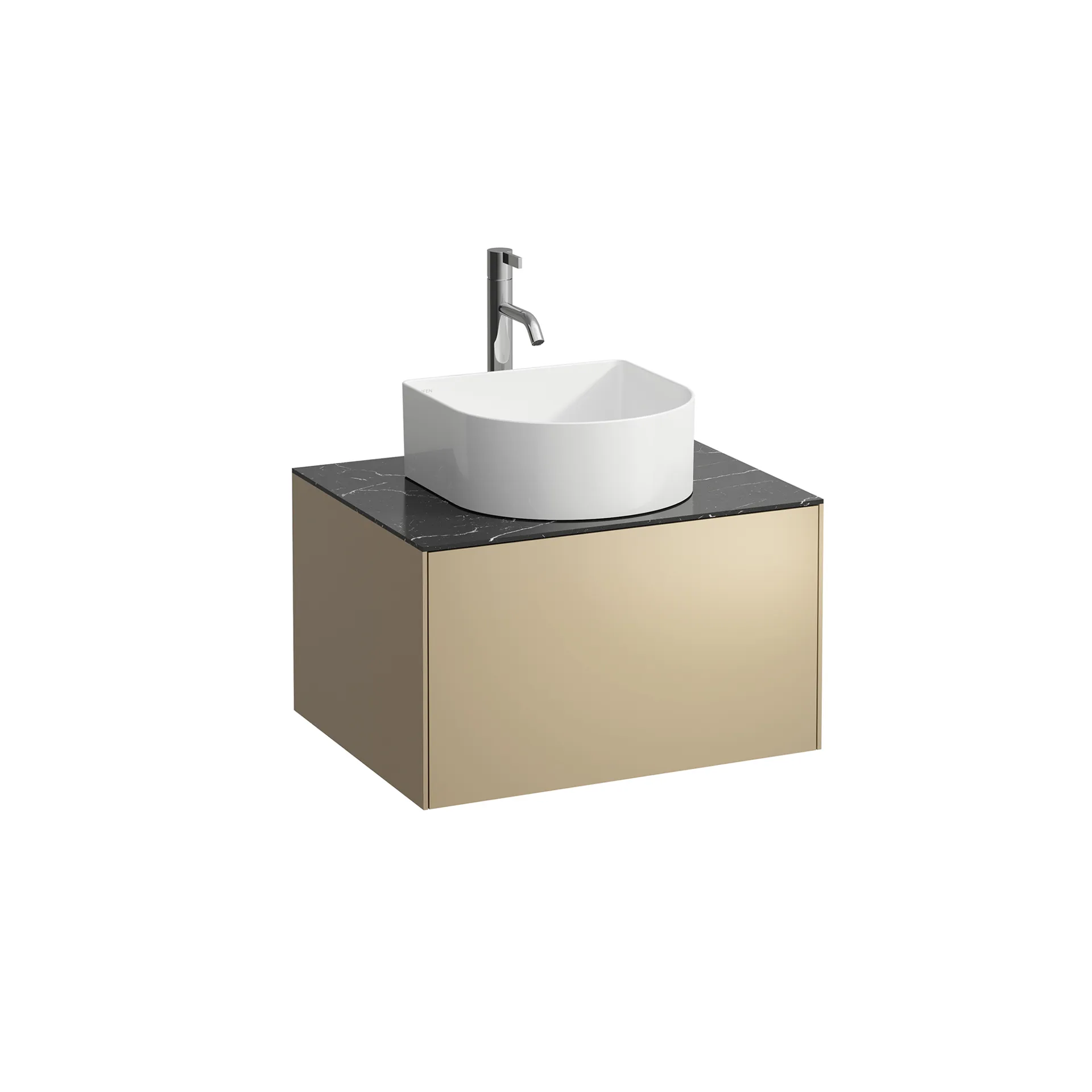 Laufen Waschtischunterbau „SONAR“ 577 × 341 × 457 mm Gold, ohne Hahnlochbohrung, mittig