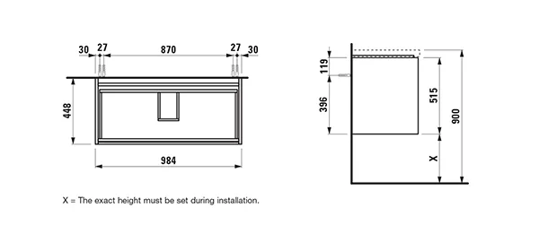 Waschtischunterbau LANI 442x984x515 mit 2 Schubladen integrierter Griffleiste Vollauszug und Soft-Close für Waschtisch LUA H810089, Kartell • H810337, LIVING CITY H818437 weiß matt Waschtischunterbau LANI 442x984x515 mit 2 Schubladen integrierter Griffleiste Vollauszug und Soft-Close für Waschtisch LUA H810089, Kartell • H810337, LIVING CITY H818437 weiß matt