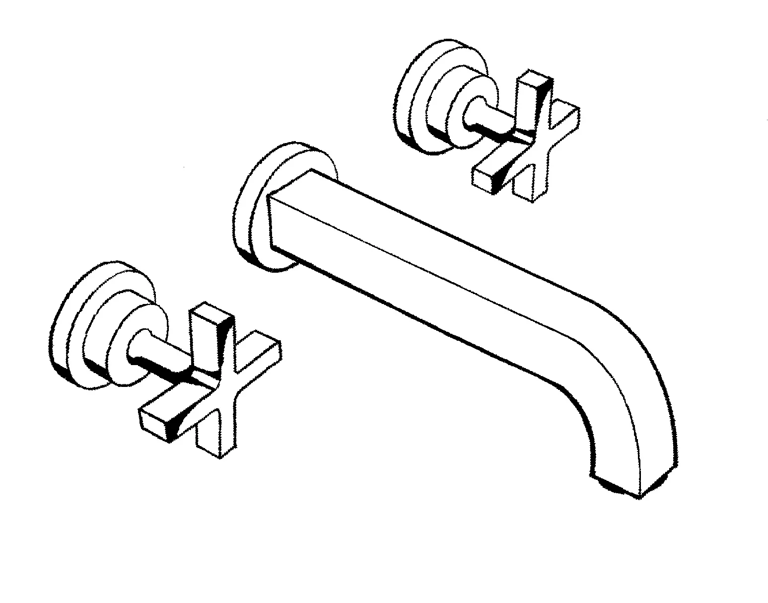 3-Loch Waschtischarm.Axor Citterio Wand Fertigset lang m.Kreuzgriffen chrom 3-Loch Waschtischarm.Axor Citterio Wand Fertigset lang m.Kreuzgriffen chrom