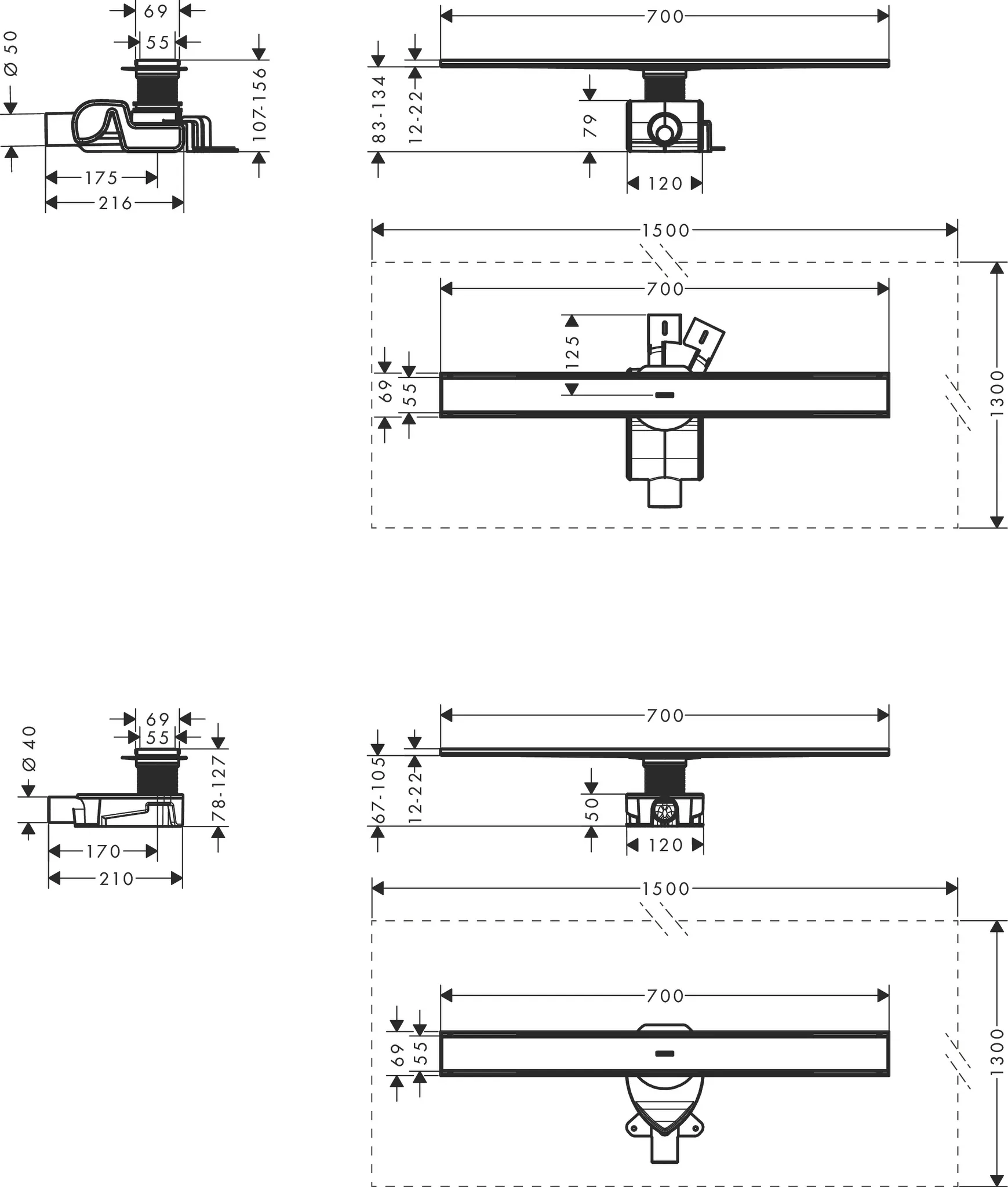 RainDrain Allround Komplettset Duschrinne 700 für Standard-/flache Installation Edelstahl gebürstet RainDrain Allround Komplettset Duschrinne 700 für Standard-/flache Installation Edelstahl gebürstet
