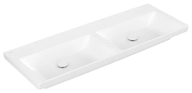 Villeroy & Boch Doppelwaschtisch aus TitanCeram „Subway 3.0“ 1300 × 475 × 165 mm, ohne Hahnlochbohrung in Stone White Villeroy & Boch Doppelwaschtisch aus TitanCeram „Subway 3.0“ 1300 × 475 × 165 mm, ohne Hahnlochbohrung in Stone White
