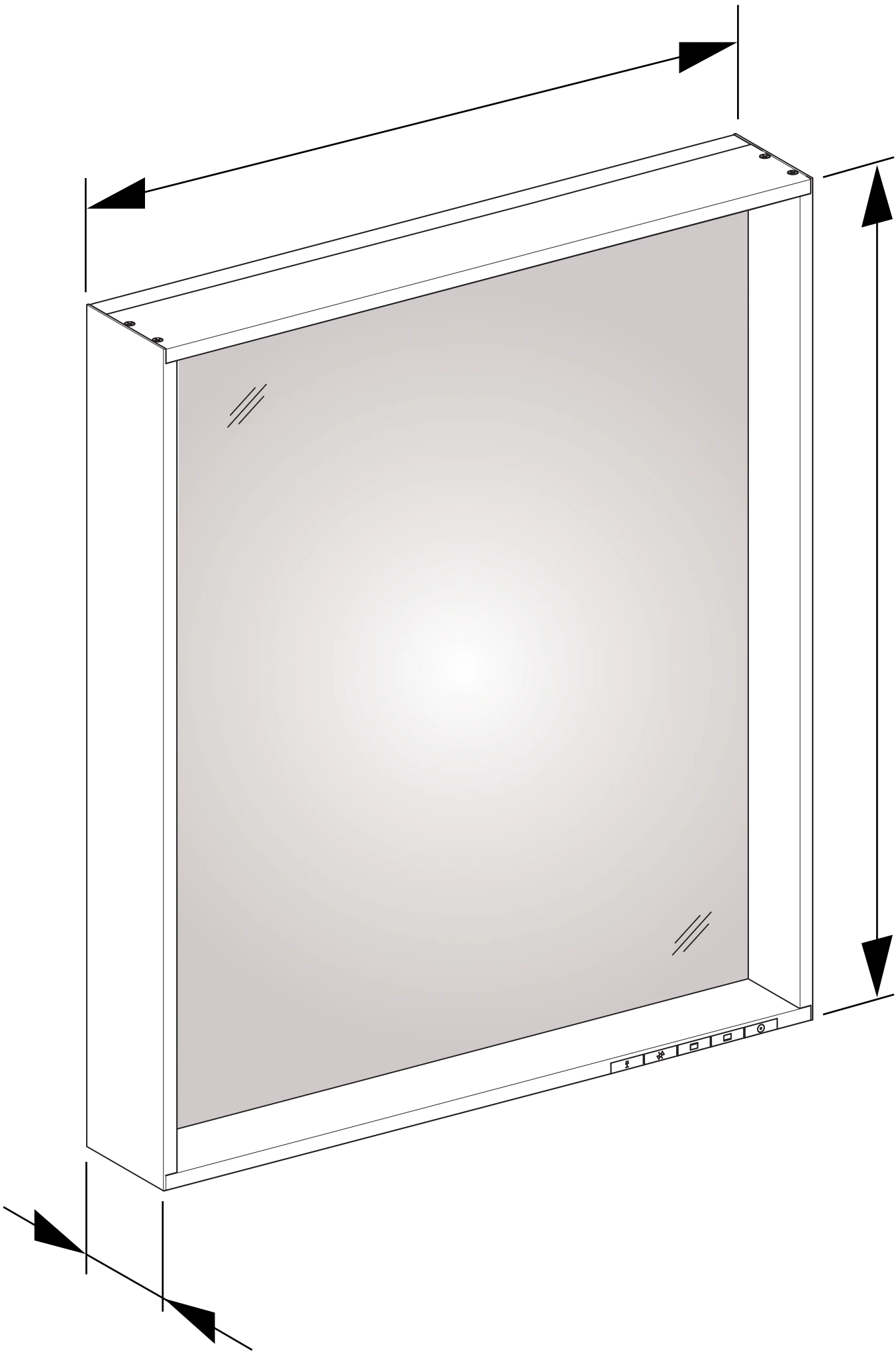 X-Line 33297292003 Lichtspiegel X-Line DALI 650 × 700 × 105 mm inox