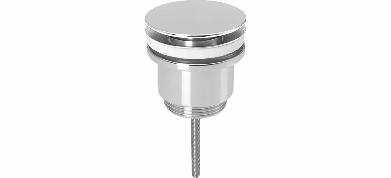 Design-Ablaufventil 1 1/4″ MS vc, Druck- verschl.excenterstopfen, groß flach rund