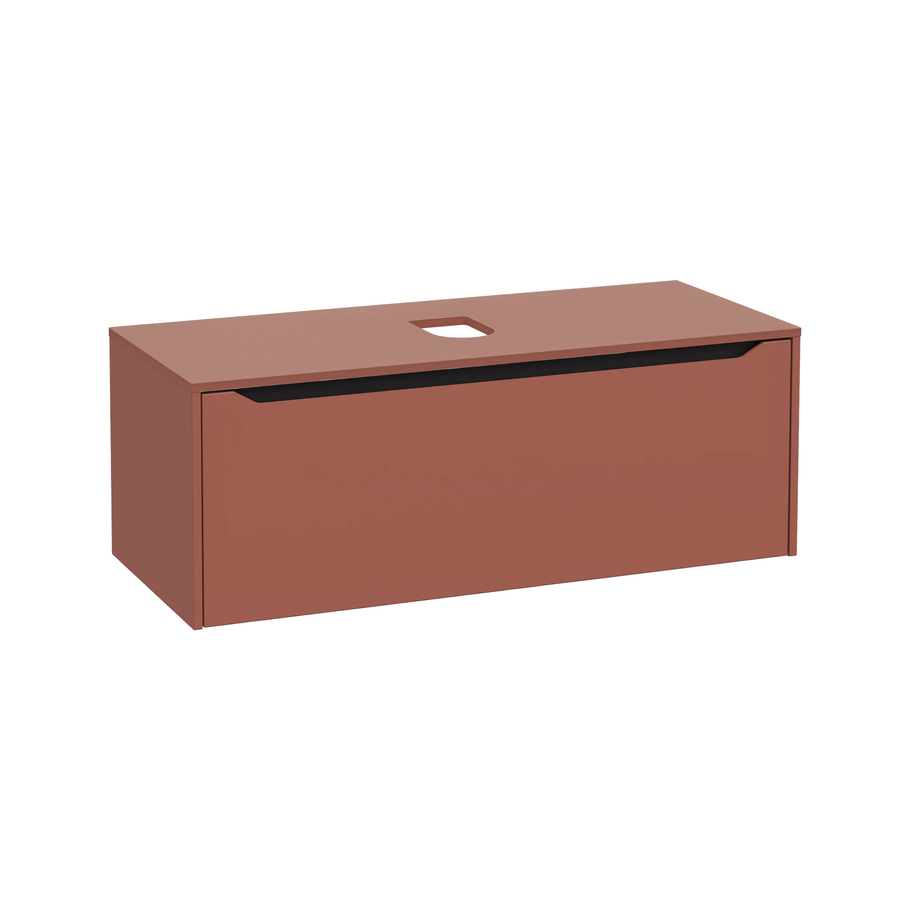 New Integra Square Waschtischunterschrank (Aufsatzwaschtisch) mit 1 Vollauszug 120 x 52 x 43 cm (BxTxH) Terracotta Matt